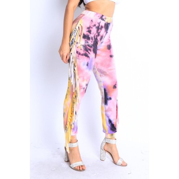 Women's Tie Dye Fringe Detailed Jogger Pants - Picture 2 of 9